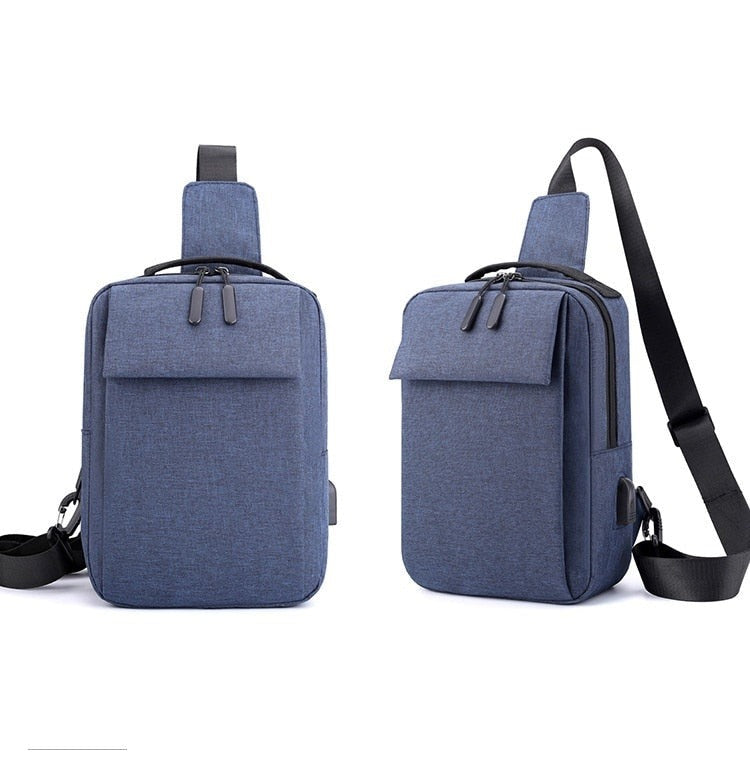 Men's Chest Pack Bag Messenger Bag Single Shoulder Bag Korean Casual Sling Backpack Pure Color Simple Square Chest Bag