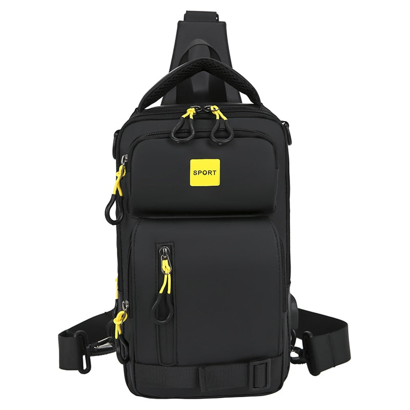 Sling Bag For Men Multi-function Crossbody Bags For Men Waterproof Bag Male USB Charging Large Capacity Nylon Cloth Chest Bag
