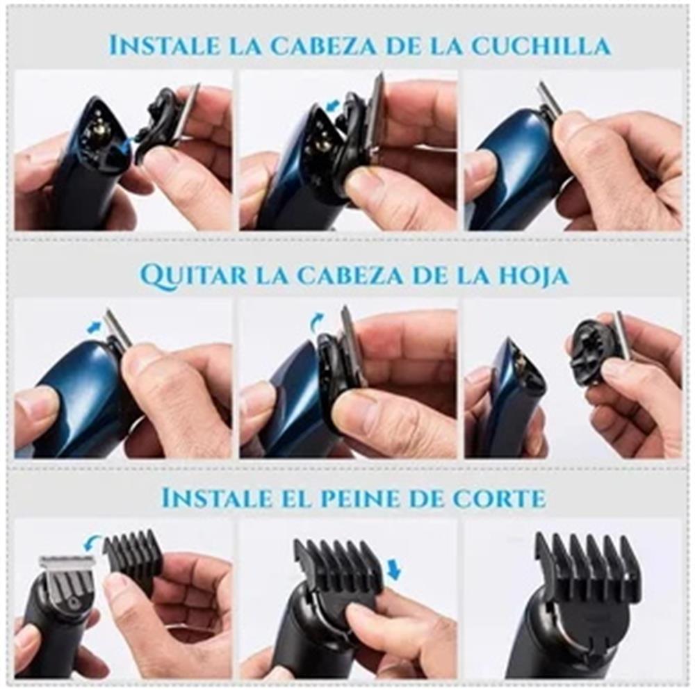 Multifunctional 6 In 1 Hair Clipper Various Cutter Heads Can Be Replaced Wireless Use Razor Not Washable