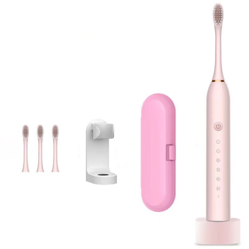 New Ultrasonic Electric Toothbrush Rechargeable USB with Base 6 Mode Adults Sonic Toothbrush IPX7Waterproof Travel Box Holder