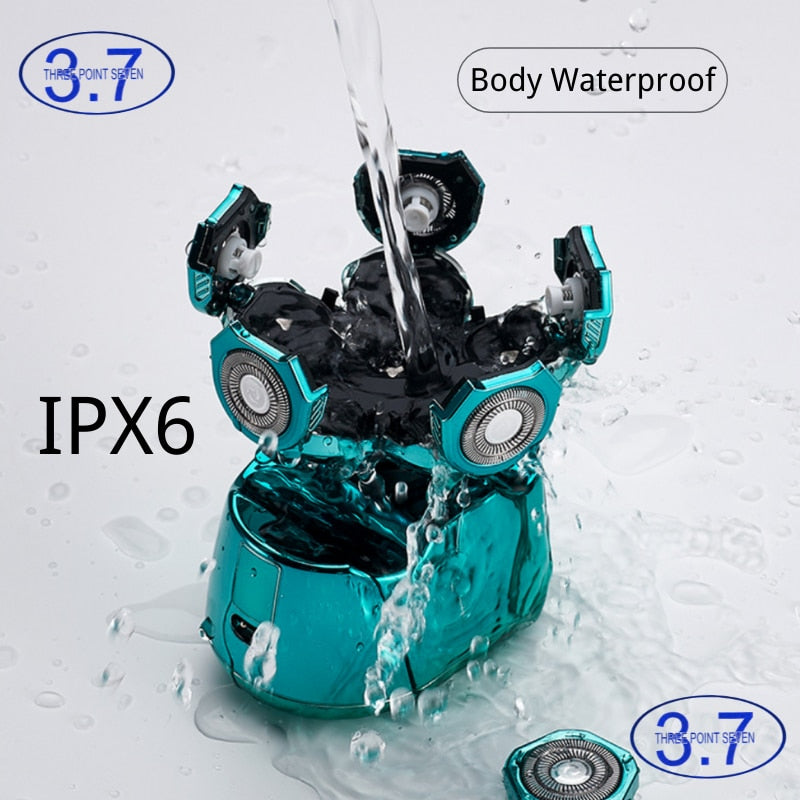 Electric Shaver Razor for Men Bald Head Shaving Machine Beard Hair Trimmer Rechargeable LED Display IPX6 Waterproof 6 In 1 Kit