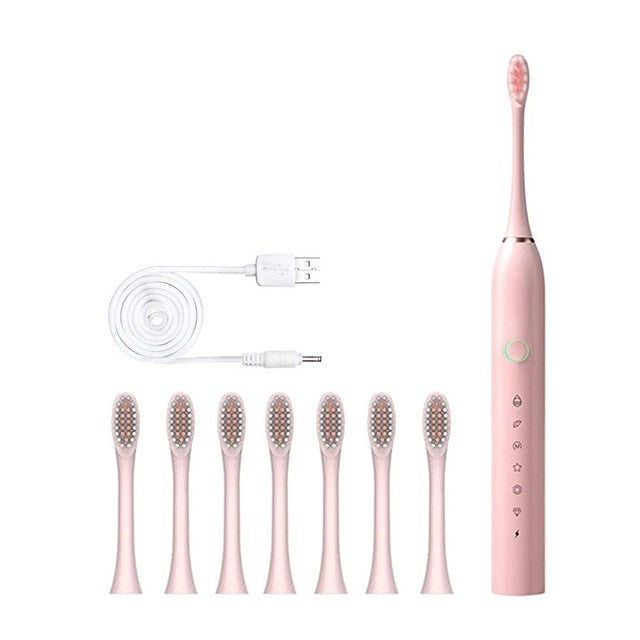 Smart Electric Sonic Toothbrush Rechargeable USB Electronic Teeth Brush IPX7 Waterproof Tooth Whitening Clean 8 Replacement Head
