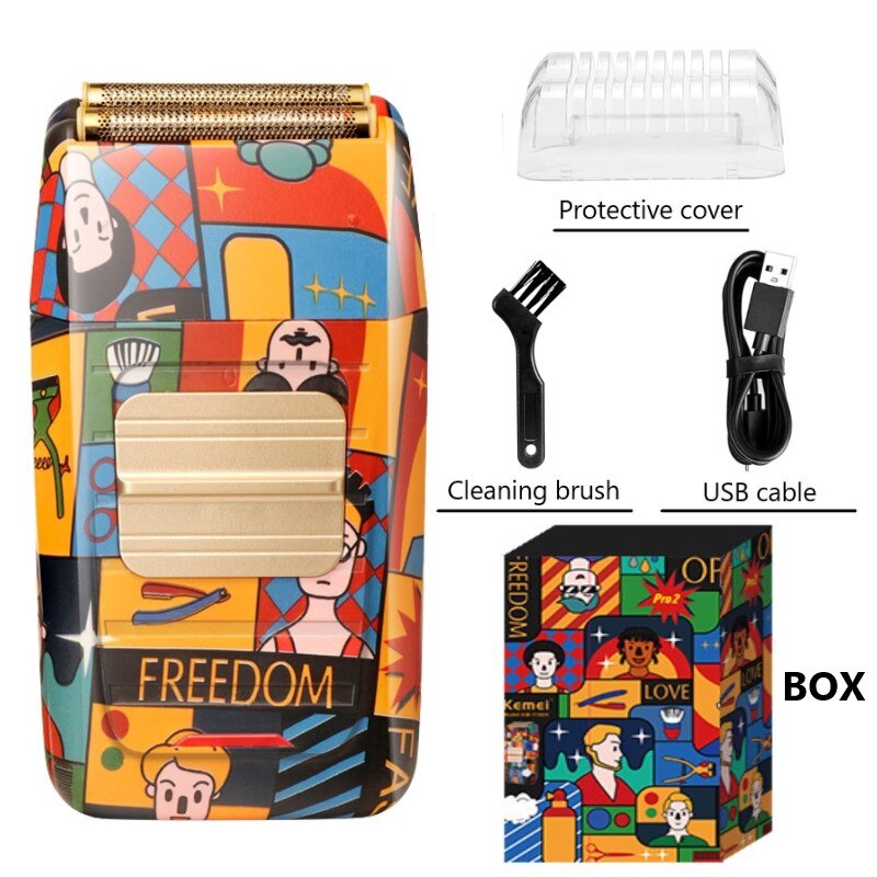 Electric Shaver Razor Grooming Kit Hair Shaver for Men Wet Dry Beard Shaving Machine Graffiti Pattern Electric Razor