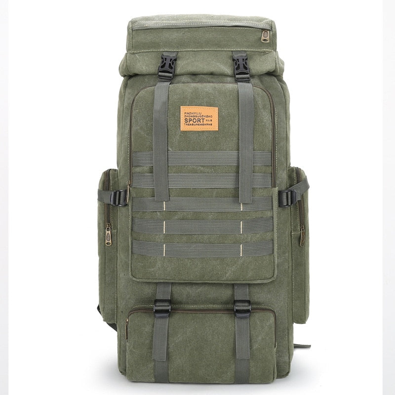 80L Climb Bag Military Tactical Canvas Backpacks Large Backpack Outdoors Hiking Camping Travel Bags Fishing Rod Bag