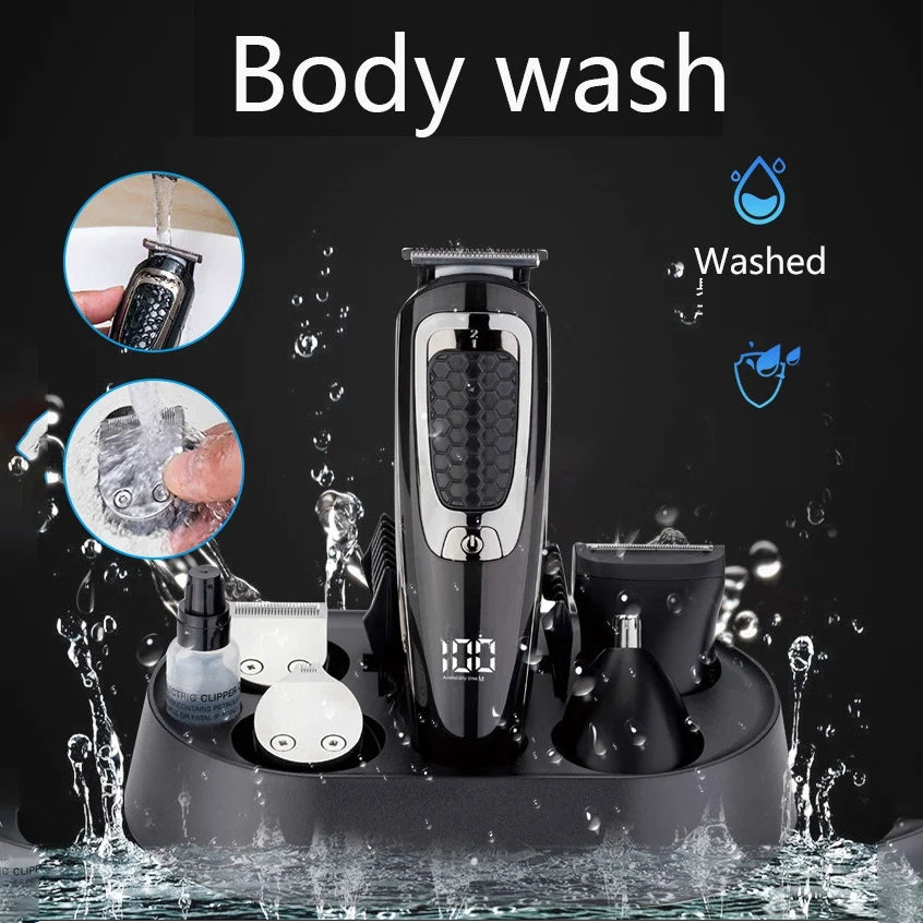 Professional Hair Trimmer Waterproof 5 in 1 Hair Clipper Electric Hair Cutting Machine Beard Trimer Body Men Haircut