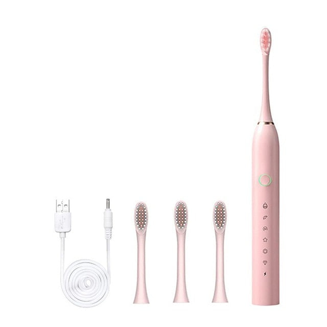 Smart Electric Sonic Toothbrush Rechargeable USB Electronic Teeth Brush IPX7 Waterproof Tooth Whitening Clean 4 Replacement Head
