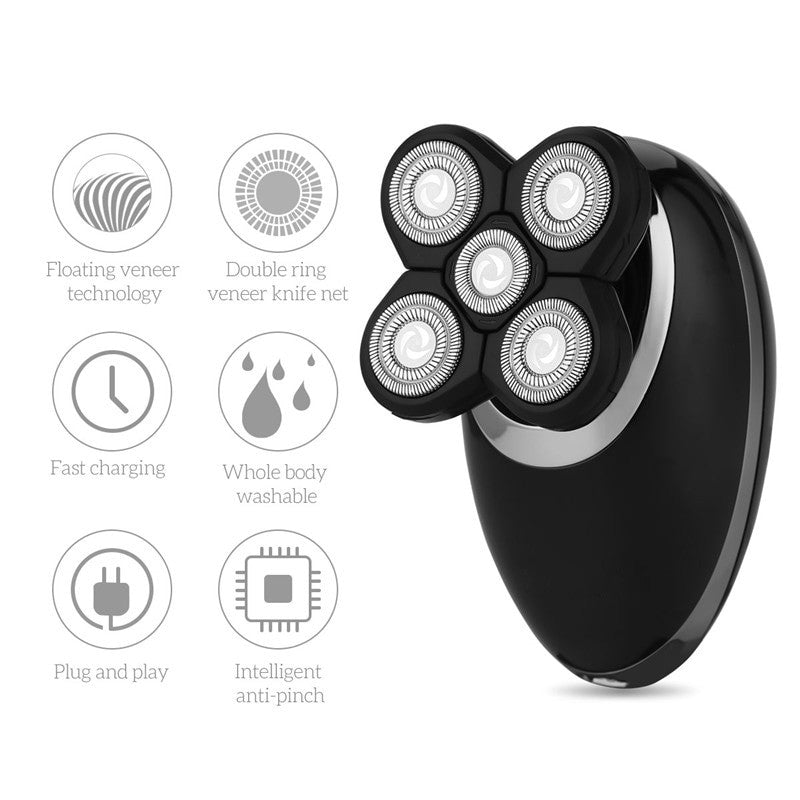 USB Men's Shaver 5 blade Floating Shaving Bald trimmer 4 in 1 Rechargeable Electric Shaver Hair Cutter Barber Machine