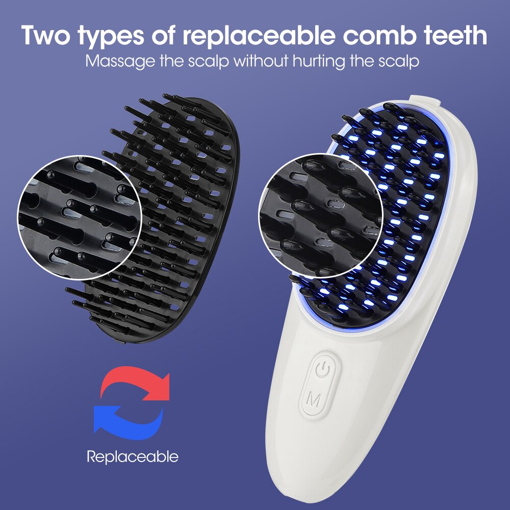 Red Blue Light Electric Massage Comb Scalp Head Massager Photon Hair Care Comb Vibrating IPL Comb Anti Hair Loss