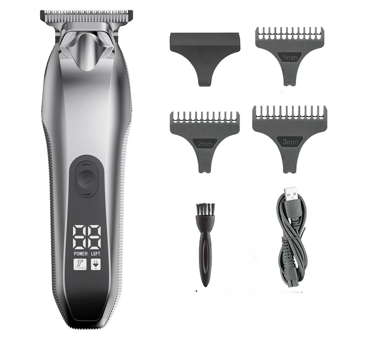 Professional Cordless Hair Clippers for Men Zero Gapped T-Blade Trimmer with LCD Display  Rechargeable Electric Beard Trimmer