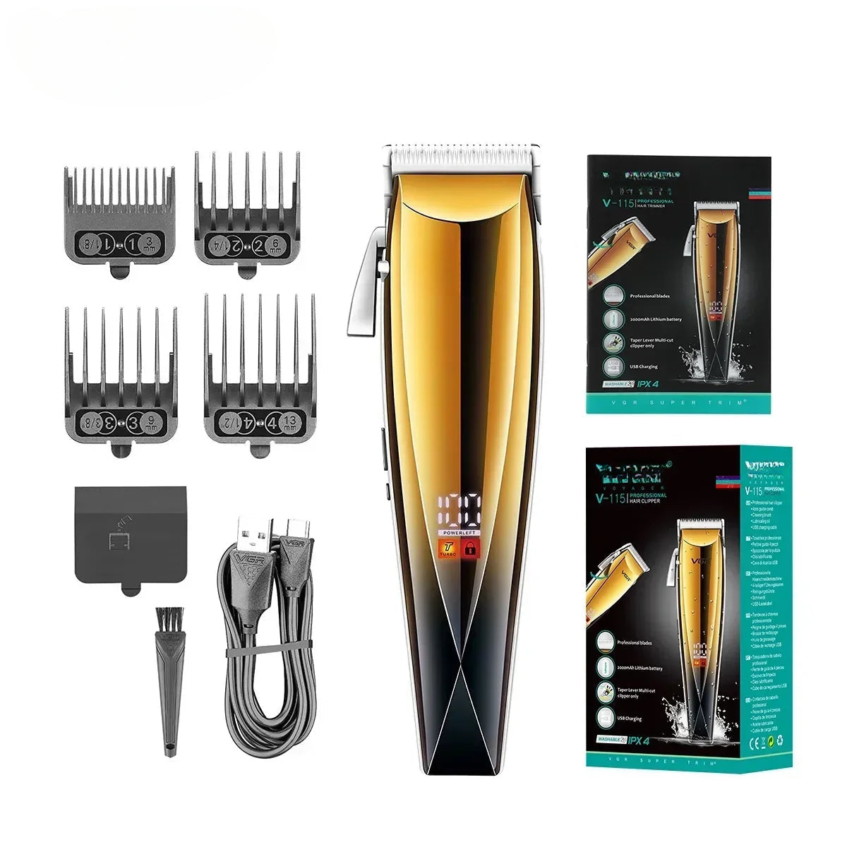 Hair Trimmer Rechargeable Hair Clipper Adjustable Hair Cutting Machine Barber Haircut Digital Display Trimmer for Men