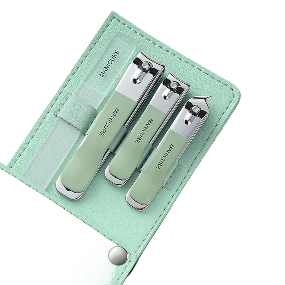 4PCS/Set Portable Stainless Steel Nail Clipper Set Professional Nail Enhancement Set With Rotating Bag For Home Beauty Salons