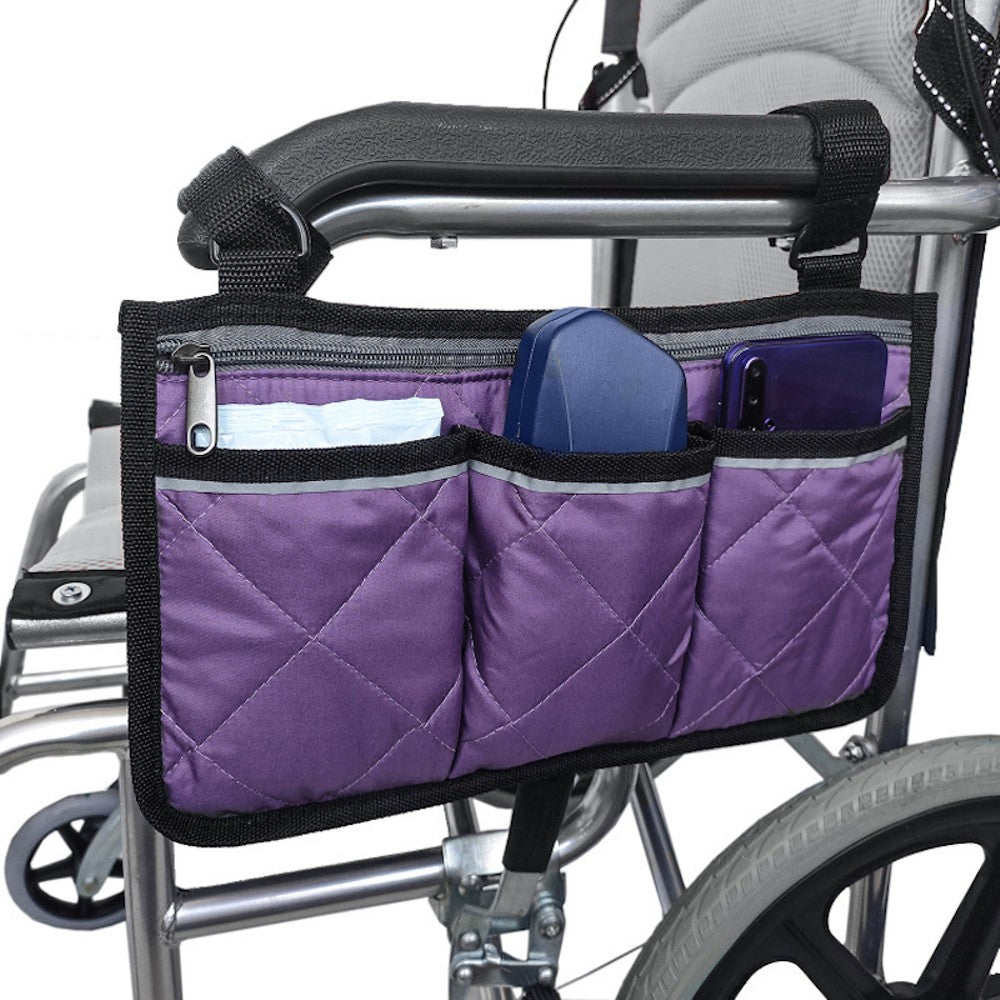 Cycling Walker Bag Rollator Organizer Pockets Wheelchair Scooter Stroller Side Bag for Sundries Wallet Snacks Storage Use