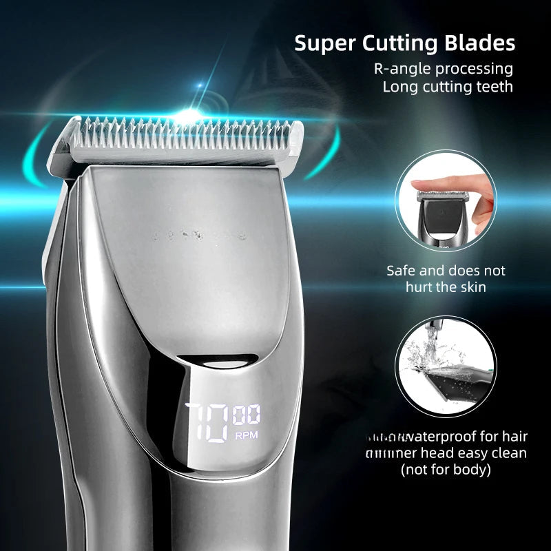 Hair Clipper Mens Beard Face Body Trimmer Professional Cordless Rechargeable Hair Cutter Kit Barber Shop Strong Power Clipper