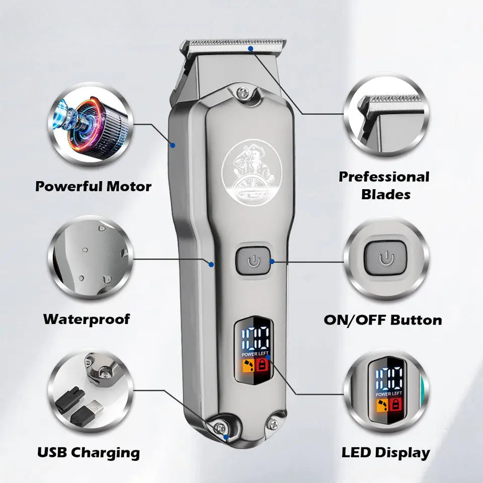 Waterproof Combo Set Professional Hair Trimmer Rechargeable Hair Clipper For Men Electric Hair Cutting Machine