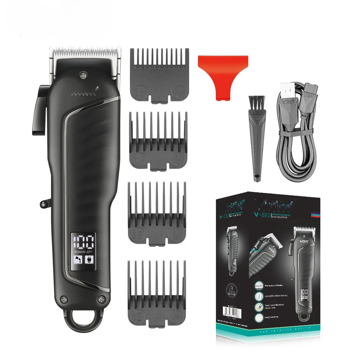 Hair Clipper Professional Hair Cutting Machine Barber Rechargeable Hair Trimmer Digital Display Trimmer for Men