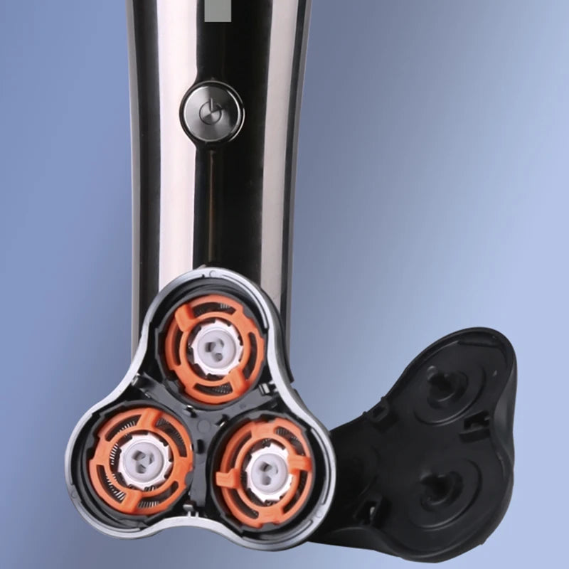 3 Blades Electric Shaver Men Rechargeable Rotary Floating Razor Beard Hair Trimmer LCD Display Shaving Machine Wet and Dry