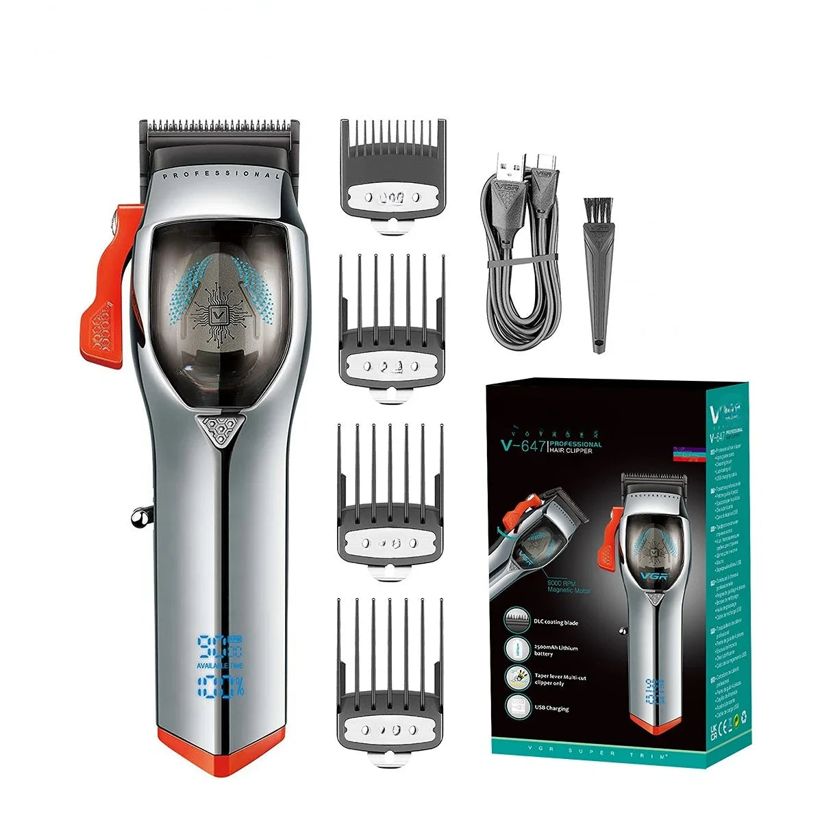 Hair Trimmer Cordless Hair Cutting Machine Electric Hair Clipper Adjustable Haircut Machine 9000 RPM Trimmer for Men