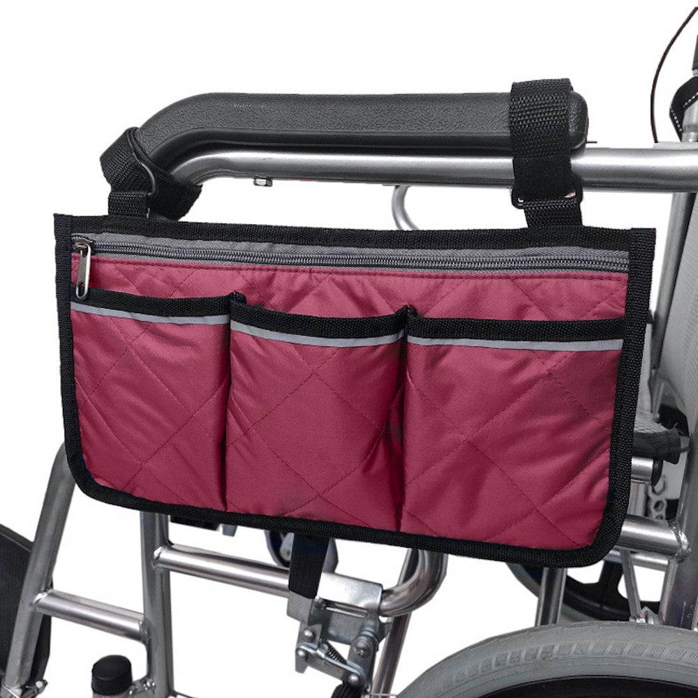 Cycling Walker Bag Rollator Organizer Pockets Wheelchair Scooter Stroller Side Bag for Sundries Wallet Snacks Storage Use