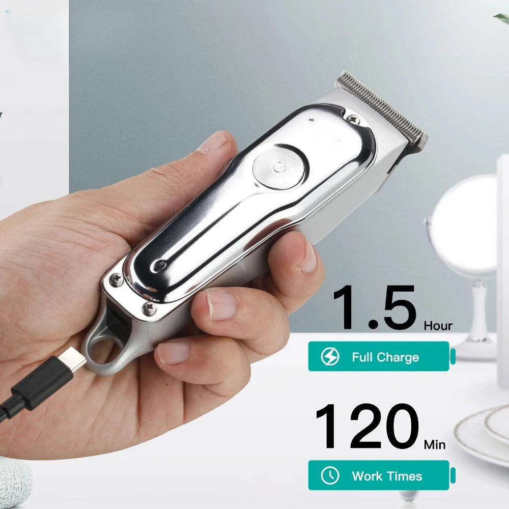 Hair Clipper Rechargeable Hair Cutting Machine Cordless Hair Trimmer Electric Barber 0mm Cutting Blade Clipper for Men
