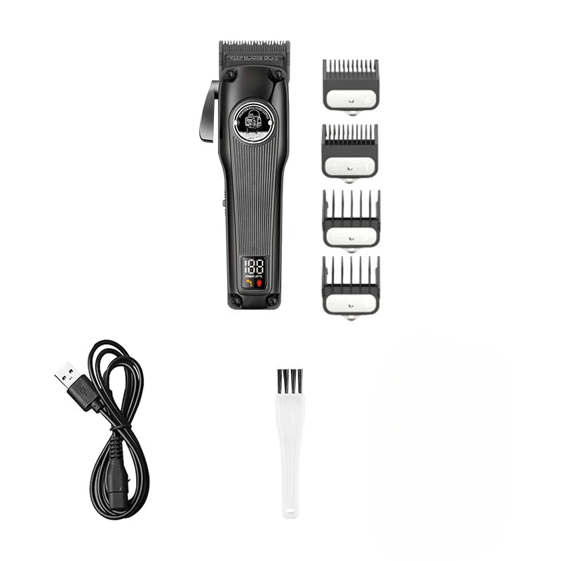 Professional Barber Hair Clipper Brushless Motor DLC Fade Blade Hair Trimmer Cordless Electric Taper Hair Cutting Machine
