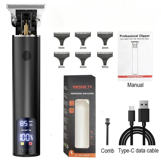 Men Haircut Machine Digital Display Type C Fast Charging Bald Hair Trimmer Clipper Professional Barber Scissors