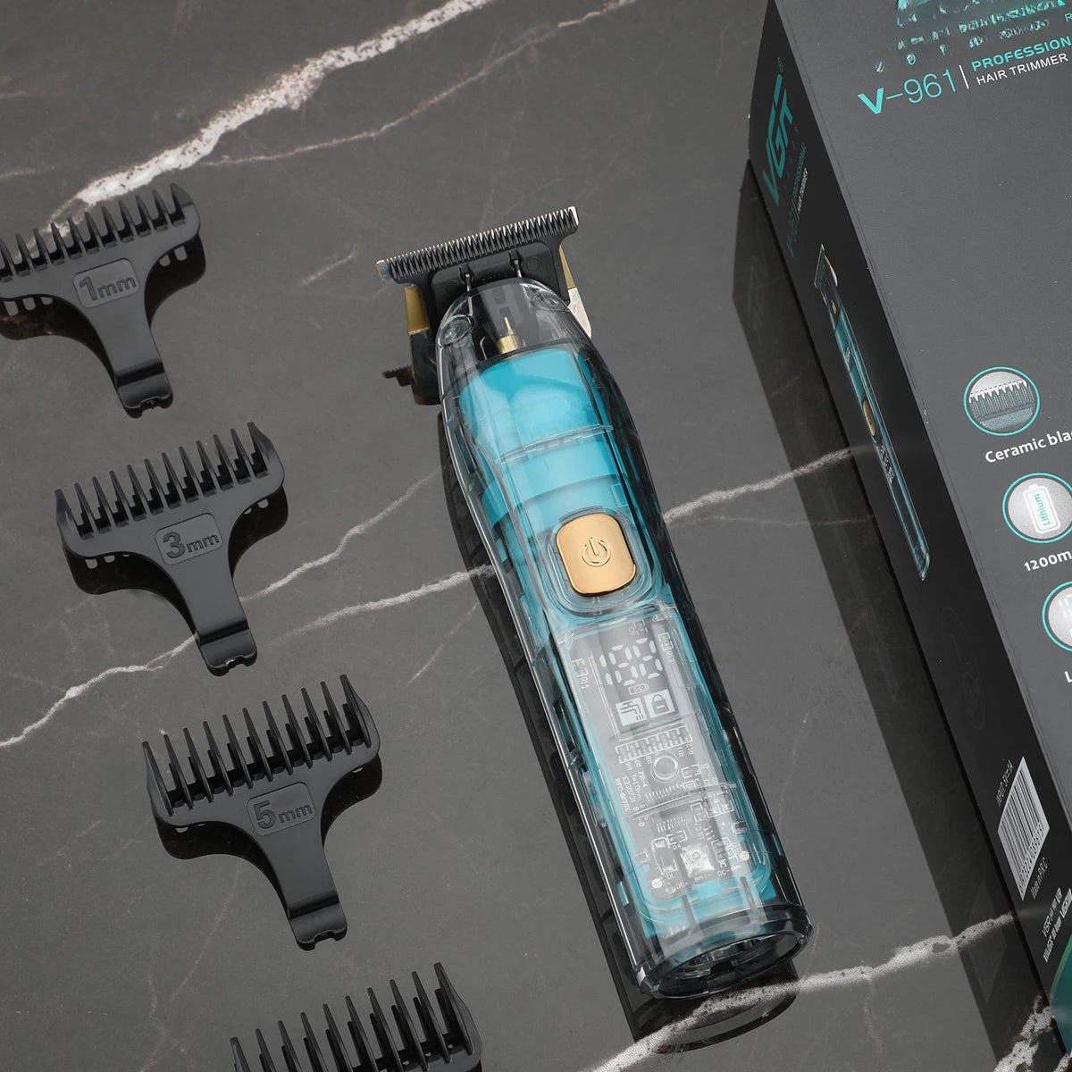 Hair Clipper Waterproof Hair Trimmer Cordless Hair Cutting Machine T-Blade Haircut Transparent Zero Cutting Machine