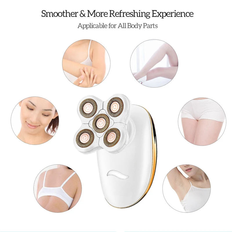 3 In 1 Lady Electric Shaver Painless Electric Hair Removal for Women Body USB Rechargeable with 5 Cutting Razor Blades