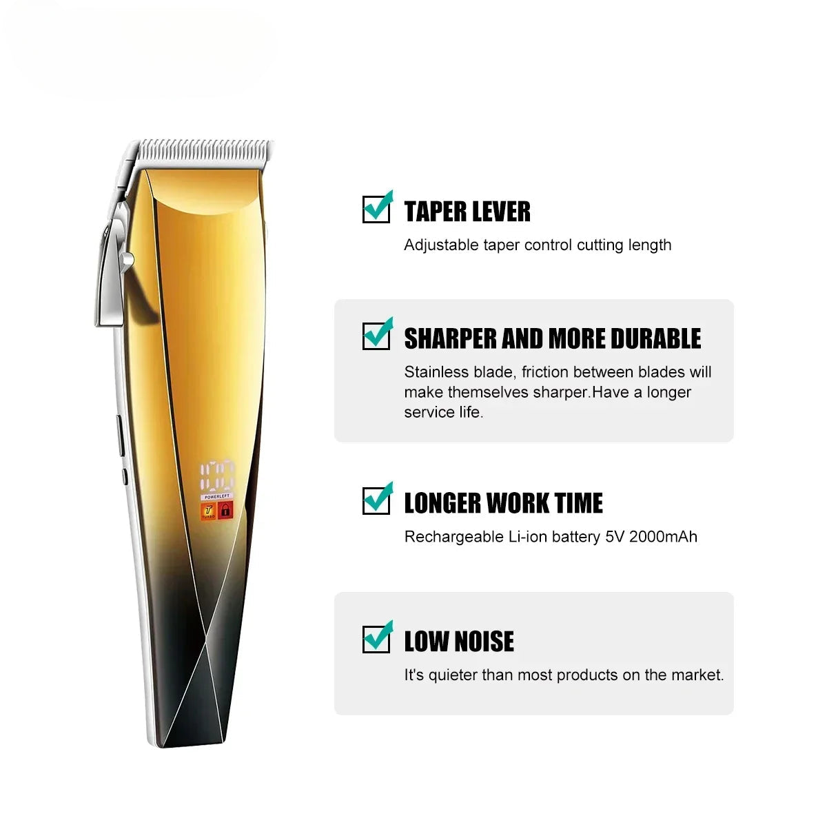 Hair Trimmer Rechargeable Hair Clipper Adjustable Hair Cutting Machine Barber Haircut Digital Display Trimmer for Men