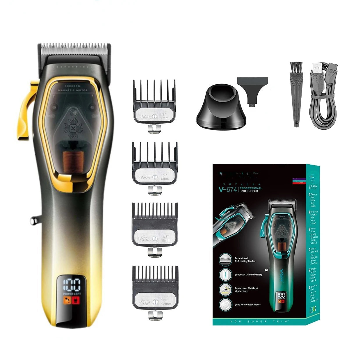 Hair Trimmer Professional Hair Clipper Rechargeable Haircut Machine 9000 RPM Hair Clipper Cordless Trimmer for Men