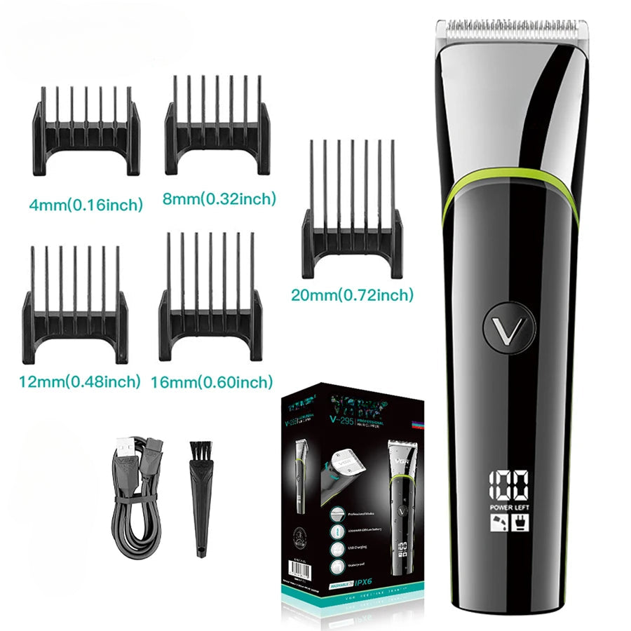Hair Cutting Machine Electric Hair Clipper Men Hair Trimmer Cordless Haircut Machine Barber Waterproof Digital Display