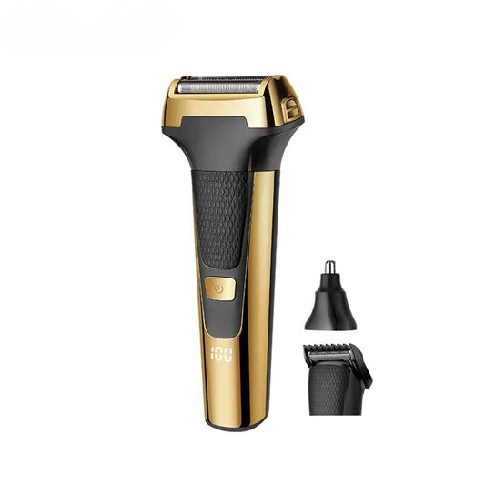 Multifunctional Men Electric Foil Shaver Gold Reciprocating Razor Nose Ear Trimmer 3 In 1 USB Hair Cutting Machine Clipper
