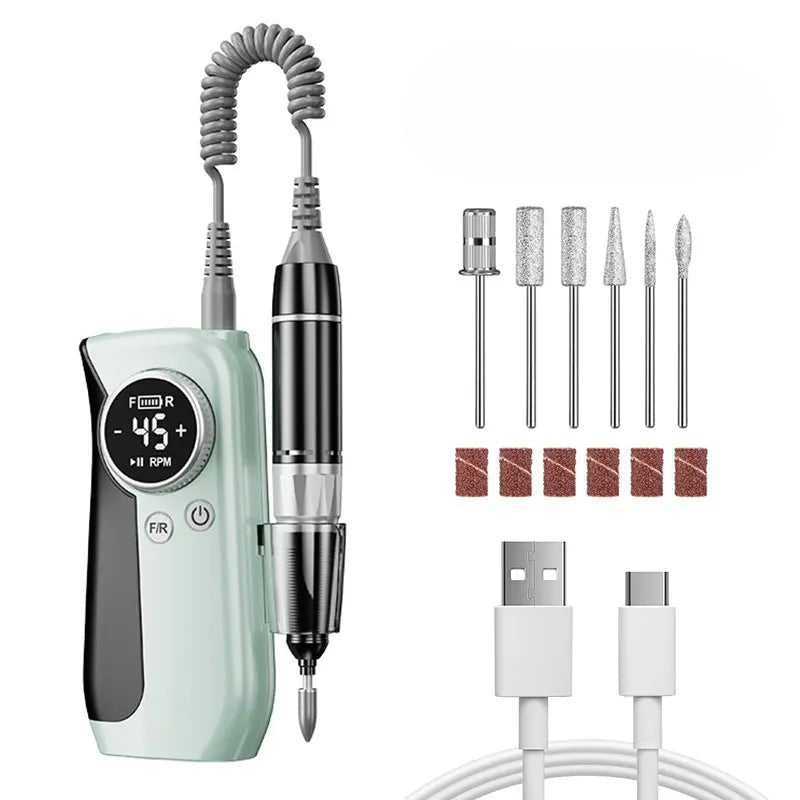 45000RPM Nail Drill Electric Nail Sander With HD LCD Display Rechargeable Manicure Machine Electric Nail File For All Gel