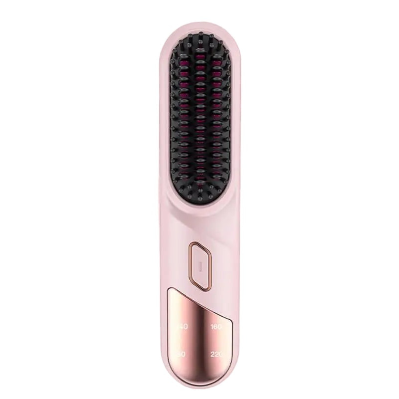 Hair Straightening Brush Fast Heating Negative Ion Hair Straightener Styling Comb 4 Temp Settings Rechargeable Anti-Scald Hair