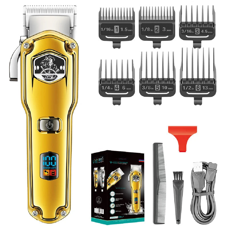 Hair Trimmer Waterproof Hair Cutting Machine Cordless Hair Clipper Adjustable Haircut Machine Metal Clipper for Men