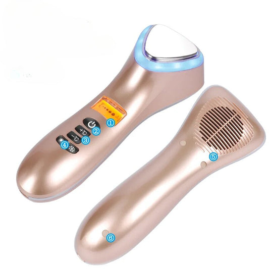 Ultrasound Facial Lifting Massager Vibration Hot Cold Hammer Ultrasonic LED Photon Shrink Pores Household