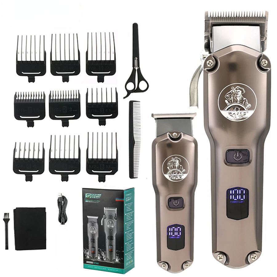 High-power Gradual Fader Hair Salon Two-piece Hair Clipper LCD Digital Display Hair Clipper