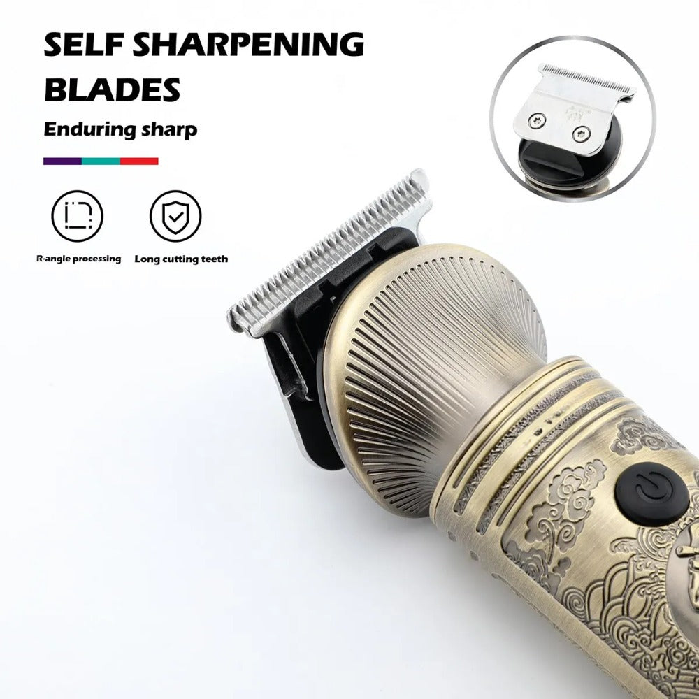Hair Trimmer Professional Hair Clipper Metal Hair Cutting Machine Electric Cordless Rechargeable Trimmer for Men