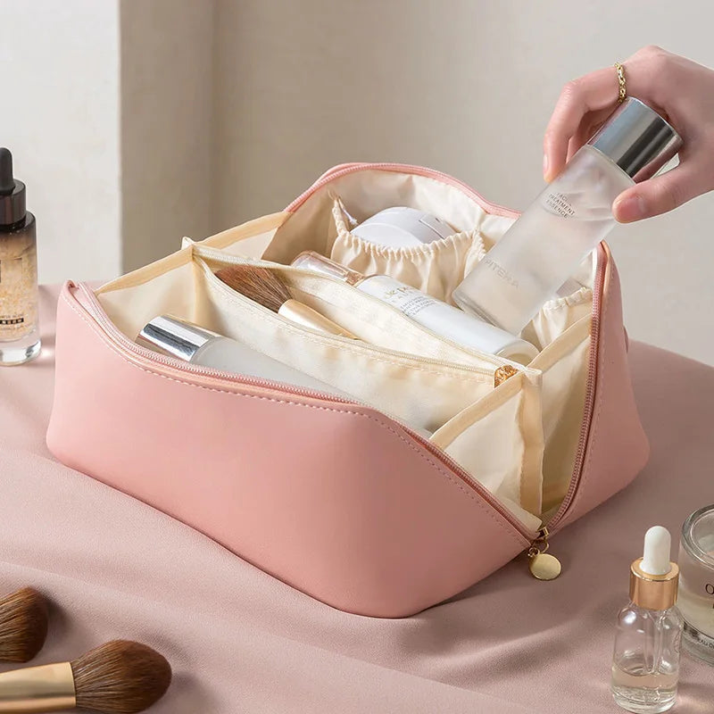 Large Capacity PU Pillow Tote Makeup Bag For Woman Travel Cosmetics Toilet Storage Organizer Pouch Portable Women's Cosmetic Bag