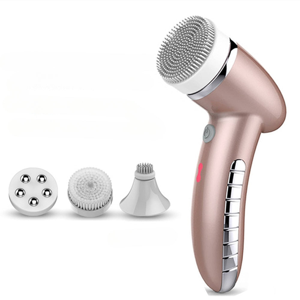 4 In 1 Electric Women Safe Wash Facial Cleansing Brush IPX6 USB Female Electric Face Cleaning Apparatus Nu Face Skin Care