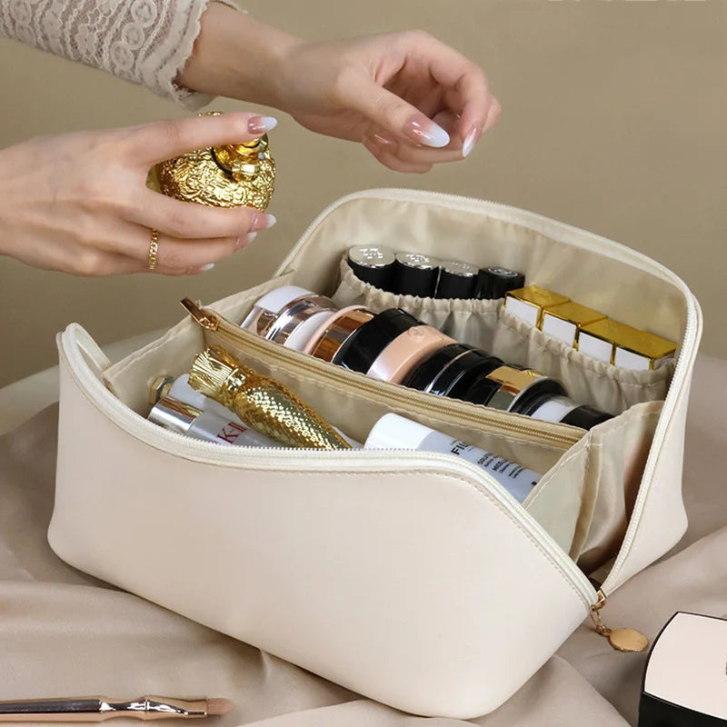 Large Capacity PU Pillow Tote Makeup Bag For Woman Travel Cosmetics Toilet Storage Organizer Pouch Portable Women's Cosmetic Bag
