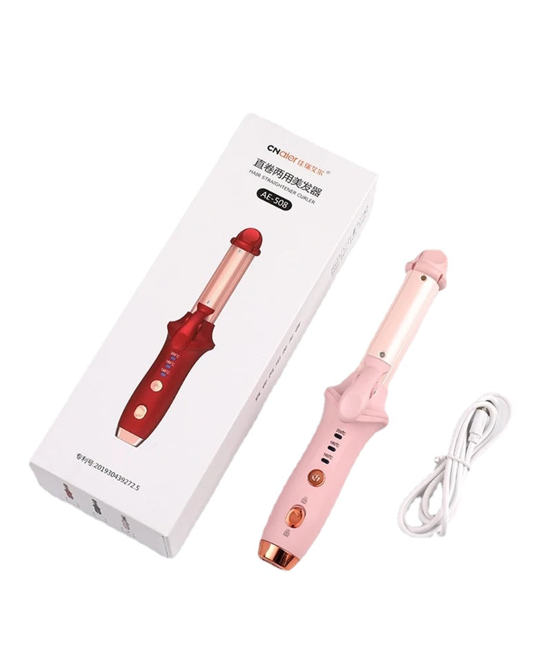 Mini Hair Curling Iron Straightener 2 in 1 Travel Mini Curling Wand for Short Hair,Cordless Hair Straighteners