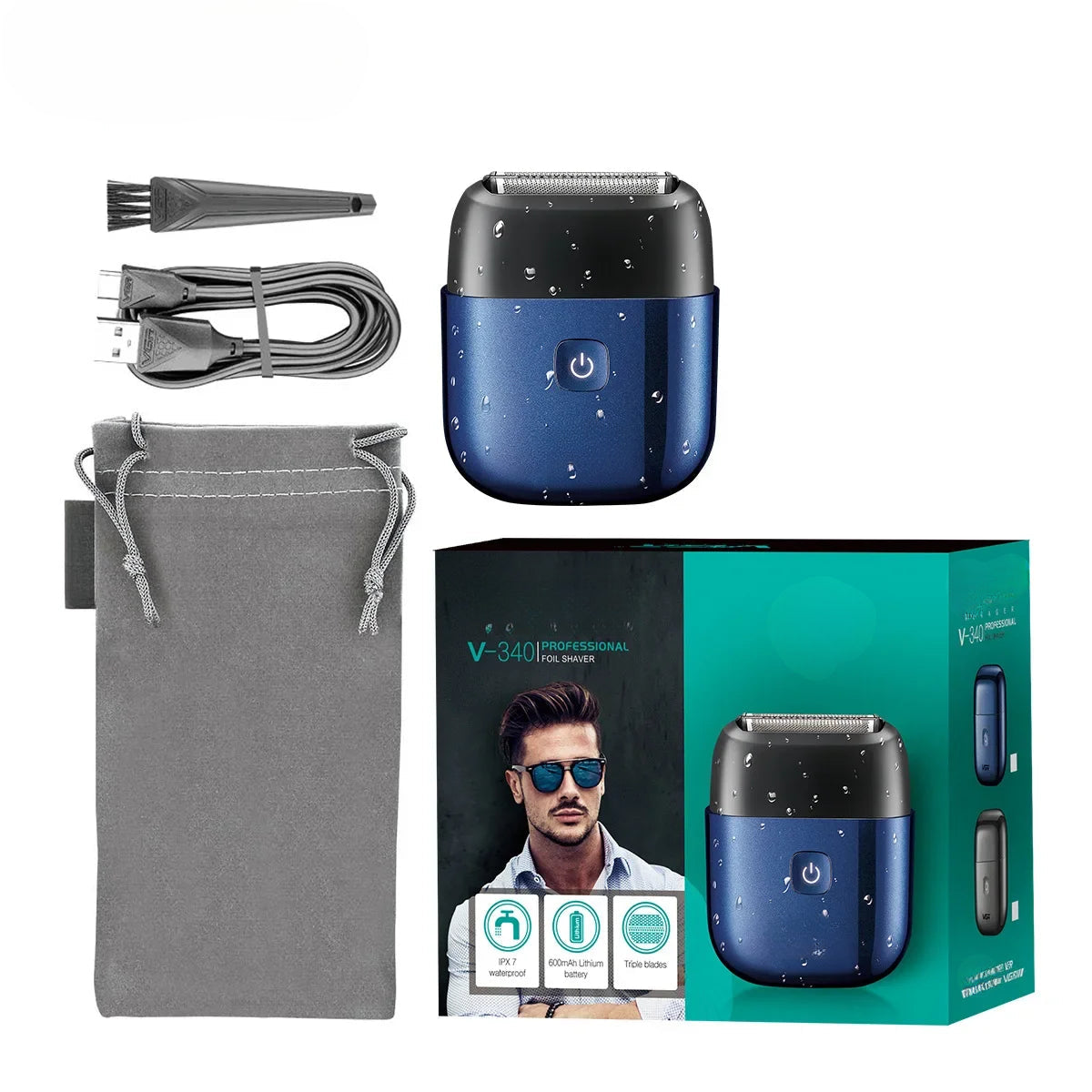 Hair Trimmer Professional Waterproof Travel Mini Beard Trimmer IPX7 Portable Reciprocating Foil Trimmer for Men