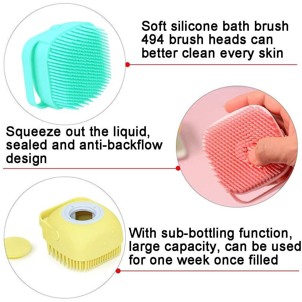 Silicond Bath Body Brush Shower Scrubber With Dispenser Soft Massager For Teenager and Pet