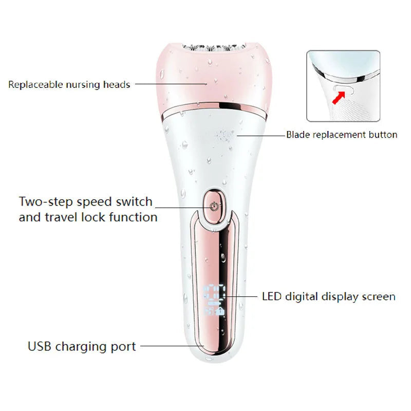 Electric Women Epilator Female Shaver Leg Body Hair Removal Lip Chin Depilatory Lady Bikini Trimmer