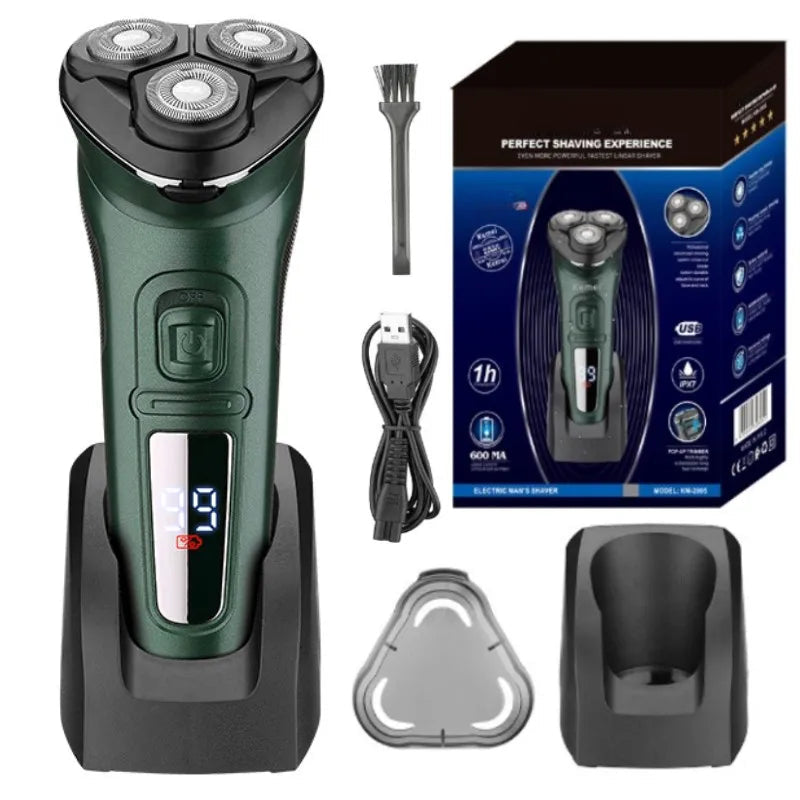 LCD Display IPX7 Waterproof Electric Shaver for Men Wet Dry Beard Electric Razor Facial Shaving Machine Rechargeable