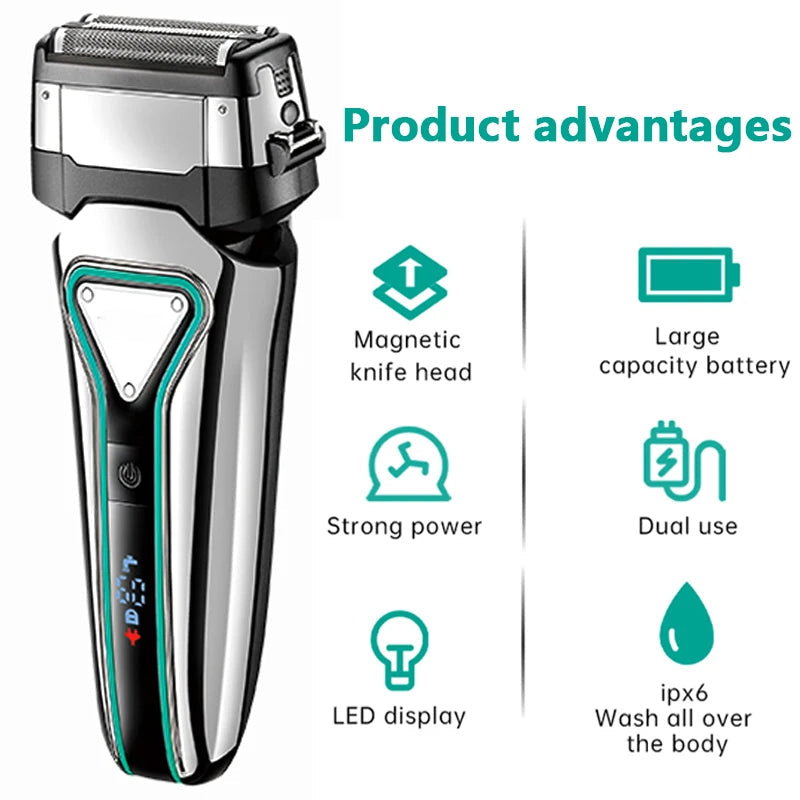Electric Shaver Professional Razor Waterproof Beard Trimmer  Floating Shaving Rechargeable Electric for Men