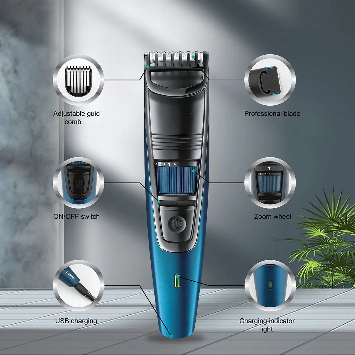 Adjustable Hair Cutting Trimmer Professional Rechargeable Hair Clippers Electric Hair Trimmer for Men
