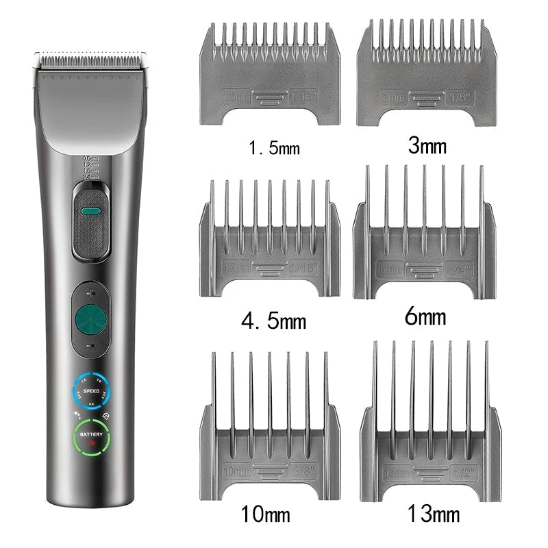 Professional Hair Trimmer Men's Electric Beard Hair Clipper Adjustable Hair Cutting 5 Motor Speed Rechargeable