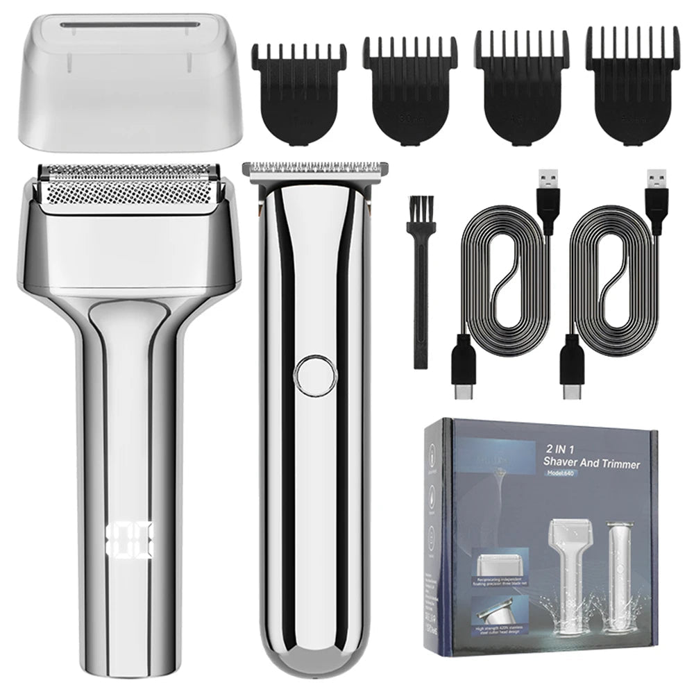 Hair Trimming Set Metal Body USB Charging Hair Clipper Deep Cleaning Intelligent Digital Display Shaver