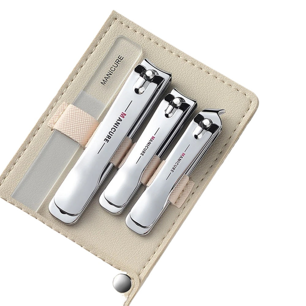 4PCS/Set Portable Stainless Steel Nail Clipper Set Professional Nail Enhancement Set With Rotating Bag For Home Beauty Salons